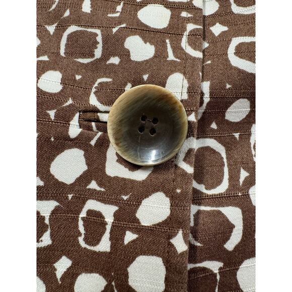 Lafayette 148 Blazer Women's Size 4 Brown Ivory Jacket 3/4 Sleeve Button Cotton - Picture 5 of 11